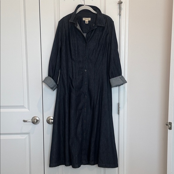 Madewell Dark Blue Denim Long Sleeve Dress - Picture 2 of 7
